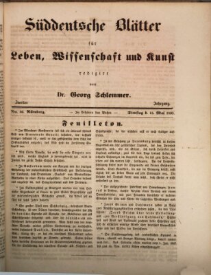 Süddeutsche Blätter für Leben, Wissenschaft und Kunst Dienstag 15. Mai 1838