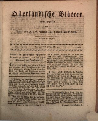 Osterländische Blätter Samstag 4. September 1819