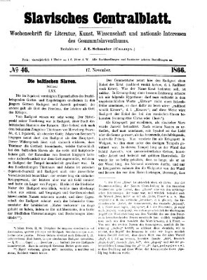 Slavisches Centralblatt (Centralblatt für slavische Literatur und Bibliographie) Samstag 17. November 1866