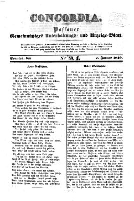 Concordia (Donau-Zeitung) Sonntag 7. Januar 1849