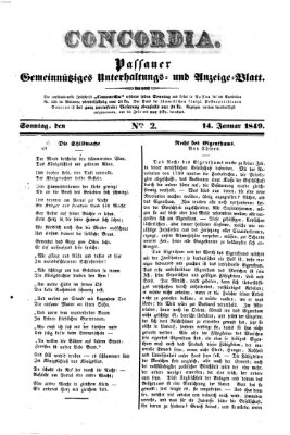 Concordia (Donau-Zeitung) Sonntag 14. Januar 1849