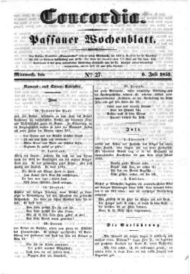 Concordia (Donau-Zeitung) Mittwoch 6. Juli 1853