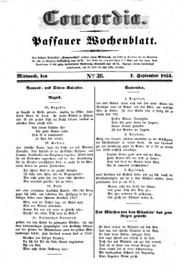 Concordia (Donau-Zeitung) Mittwoch 7. September 1853
