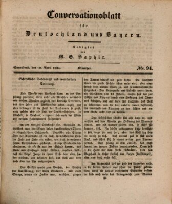 Münchener Conversations-Blatt (Bayer'scher Beobachter) Samstag 19. April 1834
