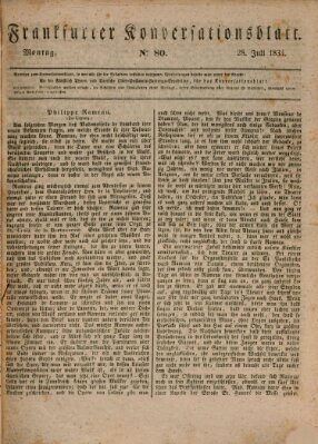Frankfurter Konversationsblatt (Frankfurter Ober-Post-Amts-Zeitung) Montag 28. Juli 1834