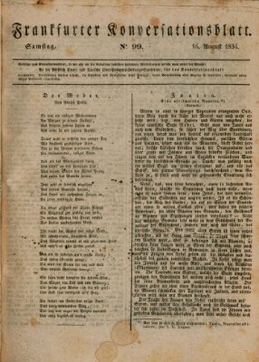 Frankfurter Konversationsblatt (Frankfurter Ober-Post-Amts-Zeitung) Samstag 16. August 1834