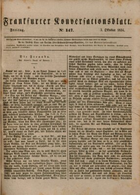 Frankfurter Konversationsblatt (Frankfurter Ober-Post-Amts-Zeitung) Freitag 3. Oktober 1834