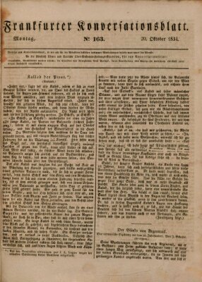 Frankfurter Konversationsblatt (Frankfurter Ober-Post-Amts-Zeitung) Montag 20. Oktober 1834