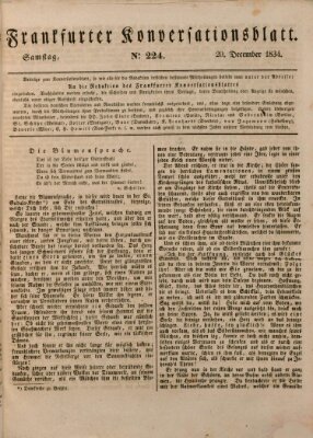 Frankfurter Konversationsblatt (Frankfurter Ober-Post-Amts-Zeitung) Samstag 20. Dezember 1834