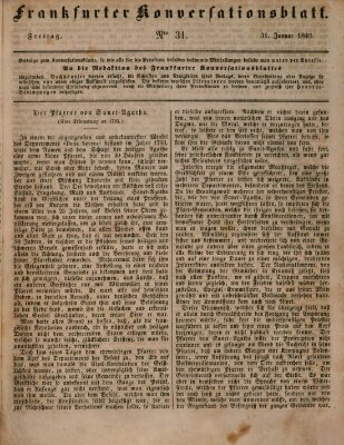 Frankfurter Konversationsblatt (Frankfurter Ober-Post-Amts-Zeitung) Freitag 31. Januar 1840