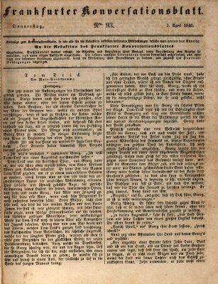Frankfurter Konversationsblatt (Frankfurter Ober-Post-Amts-Zeitung) Donnerstag 2. April 1840
