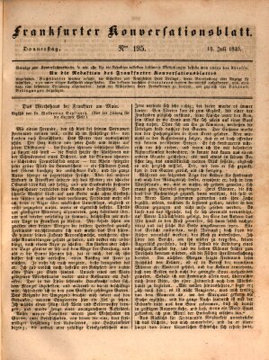 Frankfurter Konversationsblatt (Frankfurter Ober-Post-Amts-Zeitung) Donnerstag 16. Juli 1840