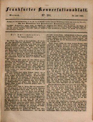 Frankfurter Konversationsblatt (Frankfurter Ober-Post-Amts-Zeitung) Mittwoch 22. Juli 1840