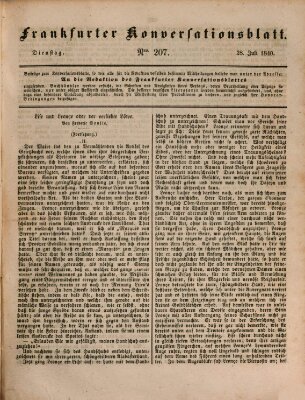 Frankfurter Konversationsblatt (Frankfurter Ober-Post-Amts-Zeitung) Dienstag 28. Juli 1840