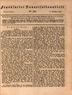 Frankfurter Konversationsblatt (Frankfurter Ober-Post-Amts-Zeitung) Donnerstag 19. November 1840
