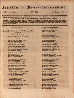 Frankfurter Konversationsblatt (Frankfurter Ober-Post-Amts-Zeitung) Donnerstag 24. Dezember 1840