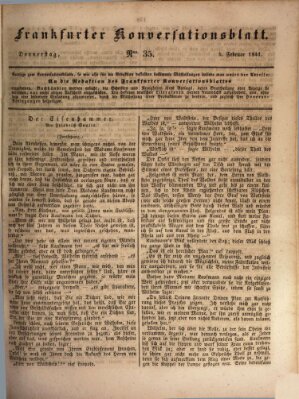 Frankfurter Konversationsblatt (Frankfurter Ober-Post-Amts-Zeitung) Donnerstag 4. Februar 1841