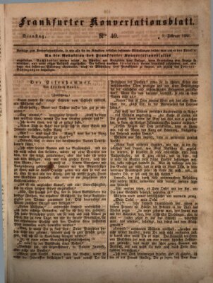 Frankfurter Konversationsblatt (Frankfurter Ober-Post-Amts-Zeitung) Dienstag 9. Februar 1841