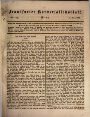Frankfurter Konversationsblatt (Frankfurter Ober-Post-Amts-Zeitung) Montag 29. März 1841