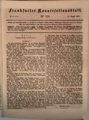 Frankfurter Konversationsblatt (Frankfurter Ober-Post-Amts-Zeitung) Freitag 20. August 1841