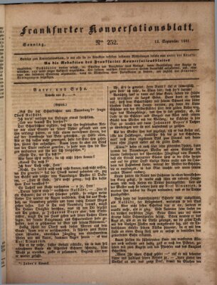 Frankfurter Konversationsblatt (Frankfurter Ober-Post-Amts-Zeitung) Sonntag 12. September 1841