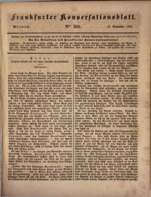 Frankfurter Konversationsblatt (Frankfurter Ober-Post-Amts-Zeitung) Mittwoch 29. September 1841