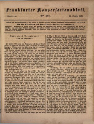 Frankfurter Konversationsblatt (Frankfurter Ober-Post-Amts-Zeitung) Freitag 22. Oktober 1841