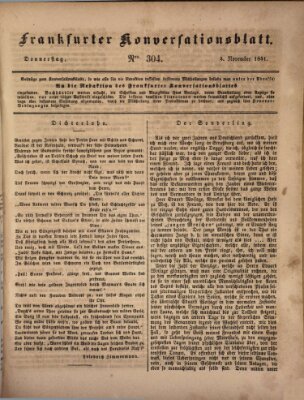 Frankfurter Konversationsblatt (Frankfurter Ober-Post-Amts-Zeitung) Donnerstag 4. November 1841