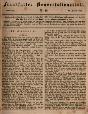 Frankfurter Konversationsblatt (Frankfurter Ober-Post-Amts-Zeitung) Dienstag 18. Januar 1842