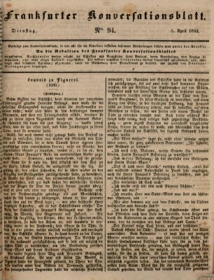 Frankfurter Konversationsblatt (Frankfurter Ober-Post-Amts-Zeitung) Dienstag 5. April 1842