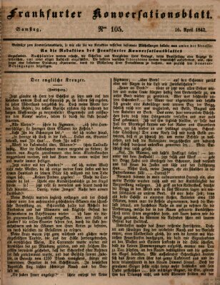 Frankfurter Konversationsblatt (Frankfurter Ober-Post-Amts-Zeitung) Samstag 16. April 1842