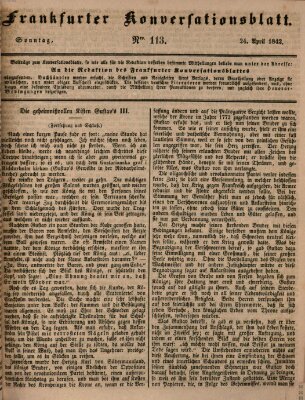 Frankfurter Konversationsblatt (Frankfurter Ober-Post-Amts-Zeitung) Sonntag 24. April 1842