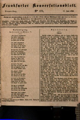 Frankfurter Konversationsblatt (Frankfurter Ober-Post-Amts-Zeitung) Donnerstag 30. Juni 1842