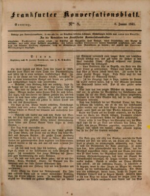 Frankfurter Konversationsblatt (Frankfurter Ober-Post-Amts-Zeitung) Sonntag 8. Januar 1843