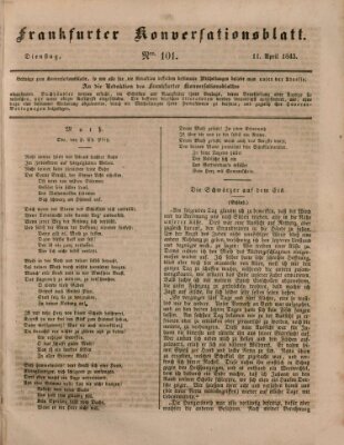 Frankfurter Konversationsblatt (Frankfurter Ober-Post-Amts-Zeitung) Dienstag 11. April 1843