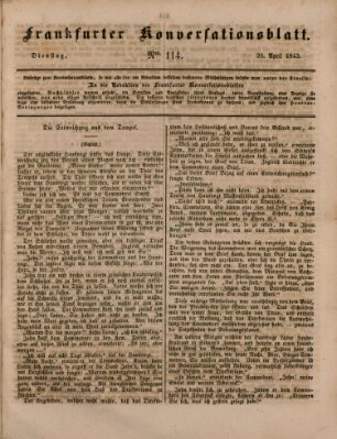 Frankfurter Konversationsblatt (Frankfurter Ober-Post-Amts-Zeitung) Dienstag 25. April 1843