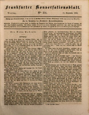 Frankfurter Konversationsblatt (Frankfurter Ober-Post-Amts-Zeitung) Montag 11. September 1843