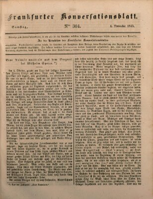 Frankfurter Konversationsblatt (Frankfurter Ober-Post-Amts-Zeitung) Samstag 4. November 1843