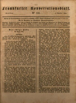 Frankfurter Konversationsblatt (Frankfurter Ober-Post-Amts-Zeitung) Samstag 9. November 1844