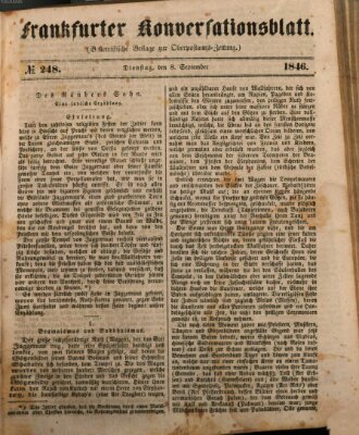 Frankfurter Konversationsblatt (Frankfurter Ober-Post-Amts-Zeitung) Dienstag 8. September 1846