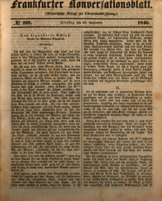 Frankfurter Konversationsblatt (Frankfurter Ober-Post-Amts-Zeitung) Dienstag 29. September 1846