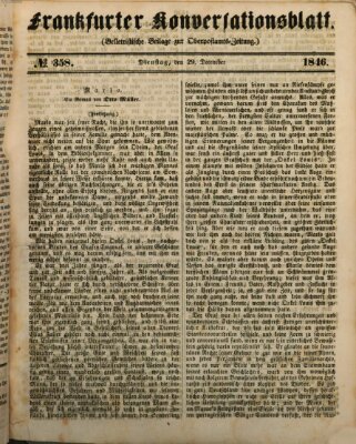 Frankfurter Konversationsblatt (Frankfurter Ober-Post-Amts-Zeitung) Dienstag 29. Dezember 1846