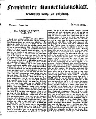 Frankfurter Konversationsblatt (Frankfurter Ober-Post-Amts-Zeitung) Donnerstag 26. August 1852