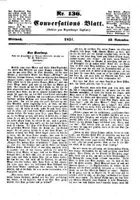 Regensburger Conversations-Blatt (Regensburger Tagblatt) Mittwoch 12. November 1851