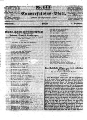 Regensburger Conversations-Blatt (Regensburger Tagblatt) Mittwoch 1. Dezember 1858