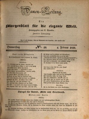 Damen-Zeitung Donnerstag 4. Februar 1830