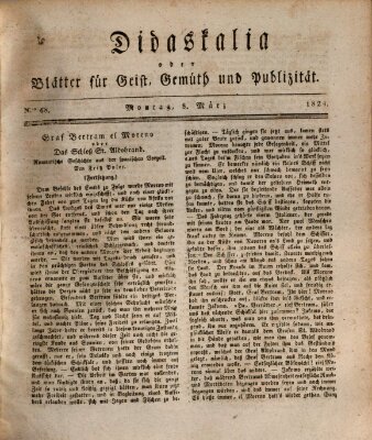 Didaskalia oder Blätter für Geist, Gemüth und Publizität (Didaskalia) Montag 8. März 1824
