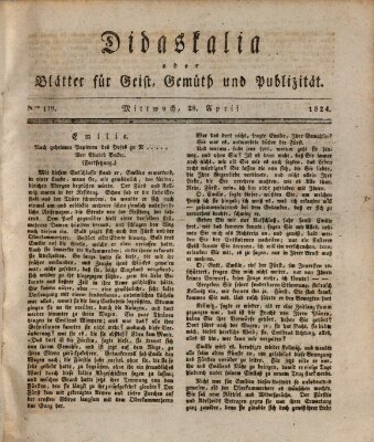 Didaskalia oder Blätter für Geist, Gemüth und Publizität (Didaskalia) Mittwoch 28. April 1824