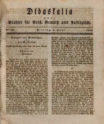 Didaskalia oder Blätter für Geist, Gemüth und Publizität (Didaskalia) Freitag 4. Juni 1824