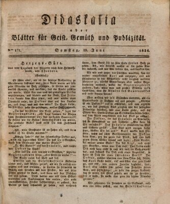 Didaskalia oder Blätter für Geist, Gemüth und Publizität (Didaskalia) Samstag 19. Juni 1824
